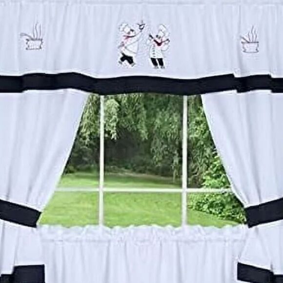 Gourmet Embellished Cottage Window Curtain Set 58X36 - Picture 2 of 4